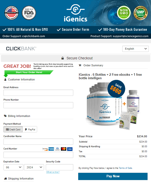 iGenics Order Page